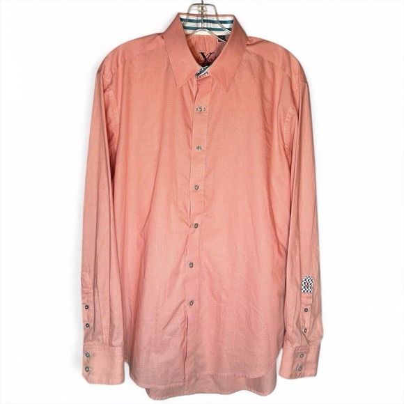 Robert Graham Other - Robert Graham Mens Large Button-Up Shirt Salmon Long Sleeve Flip Cuffs Round Hem